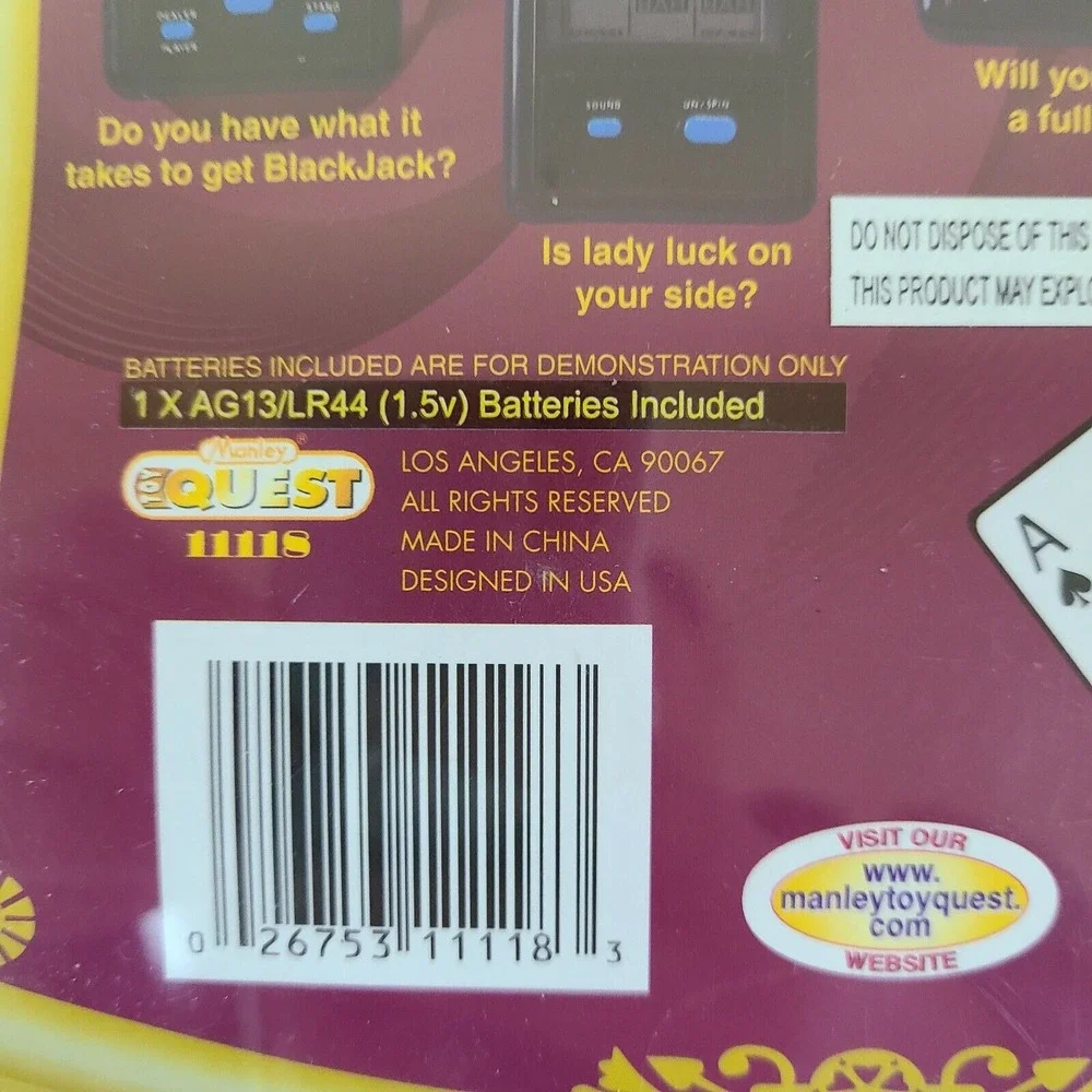 Manley Toy Quest Vegas Casino‎ Blackjack Hand Held Game New - Picture 7 of 10